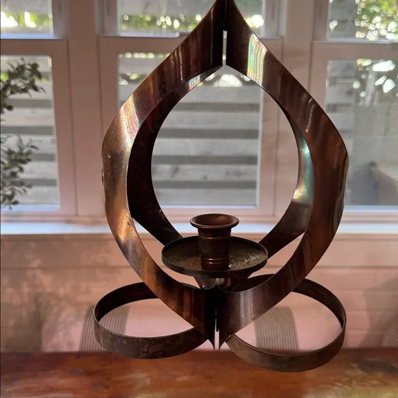 Vintage MCM Hanging Brass Candle Holder - Picture 3 of 7